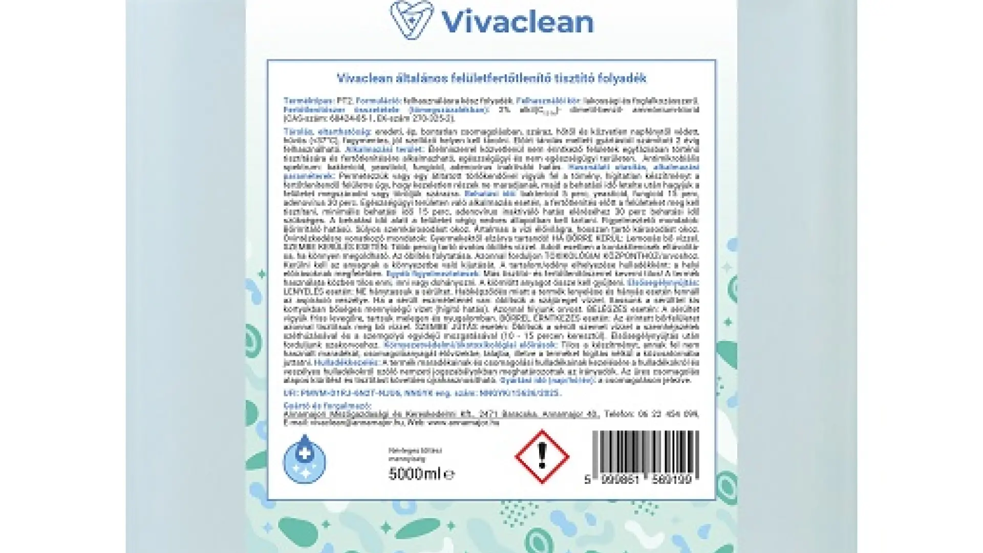 Vivaclean általános felületfertőtlenítő tisztítószer 5000 ml