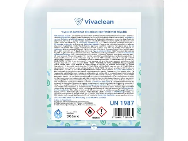 Vivaclean kombinált alkoholos felületfertőtlenítő folyadék 5000 ml