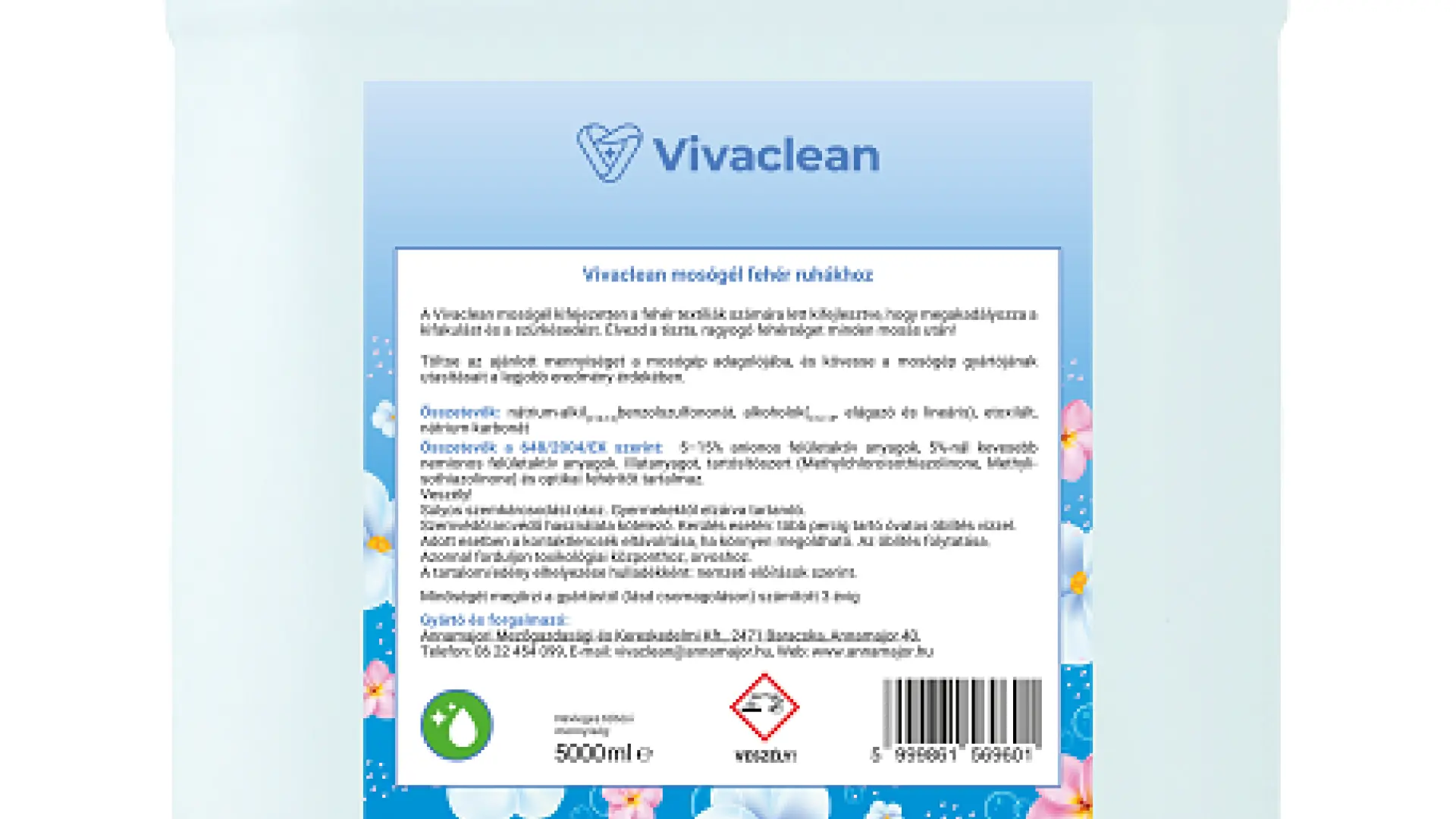 Vivaclean mosógél fehér ruhákhoz 5000 ml