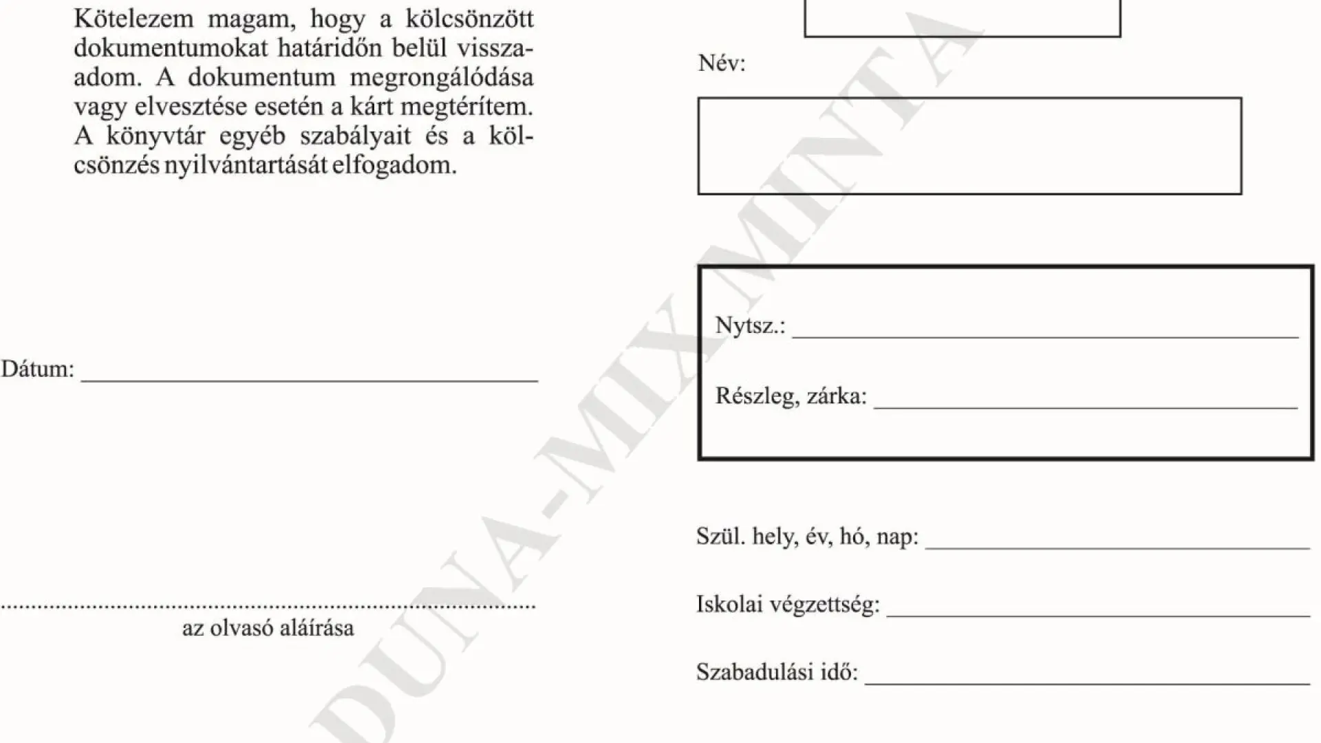 Könyvkölcsönző tasak