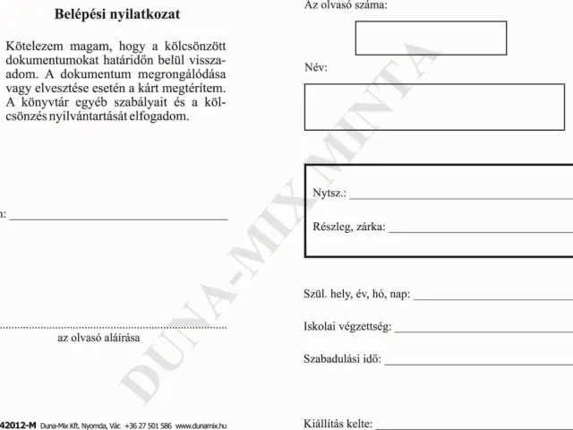 Könyvkölcsönző tasak