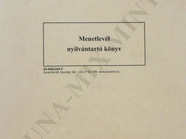 Menetlevél nyilvántartó könyv
