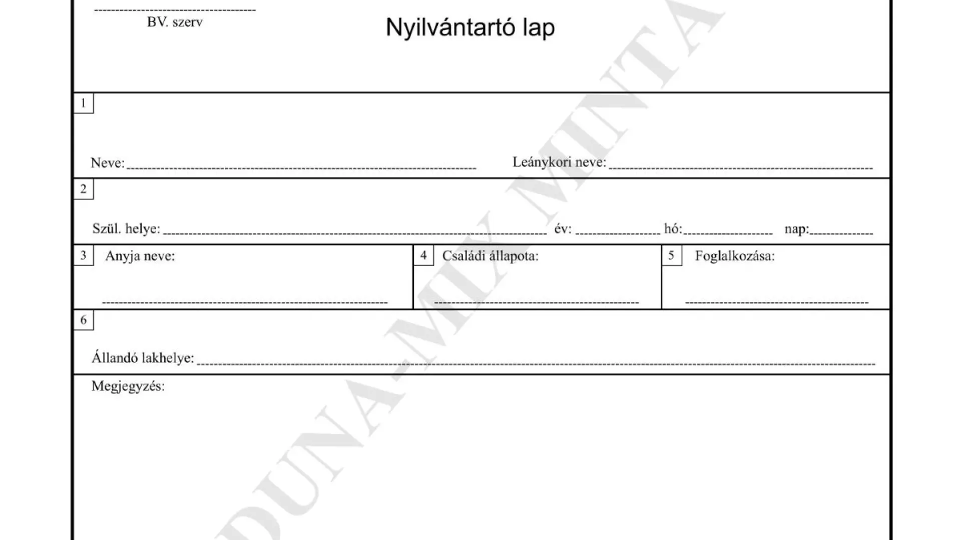 Nyilvántartó /lap