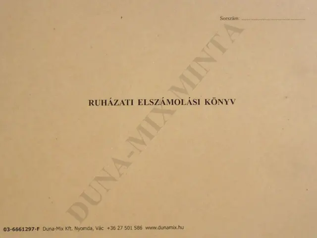 Ruházati elszámolási könyv