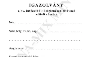 Igazolvány ideigl. eltáv. elítélt részére 1