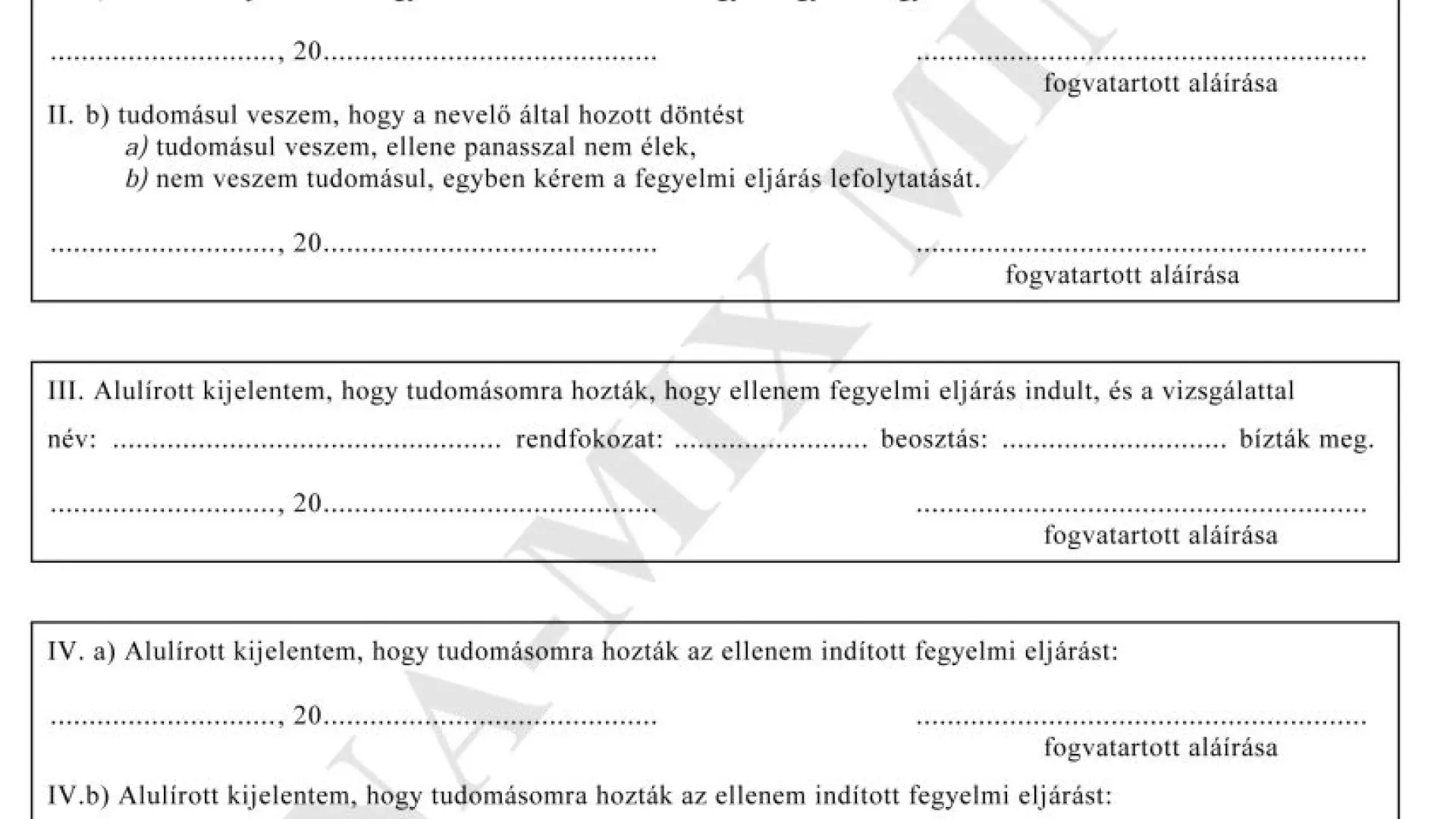 1. sz. melléklet fegyelmi ügyhöz