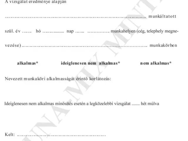 7. sz. függ. Első fokú orvosi alkalmassági vélemény