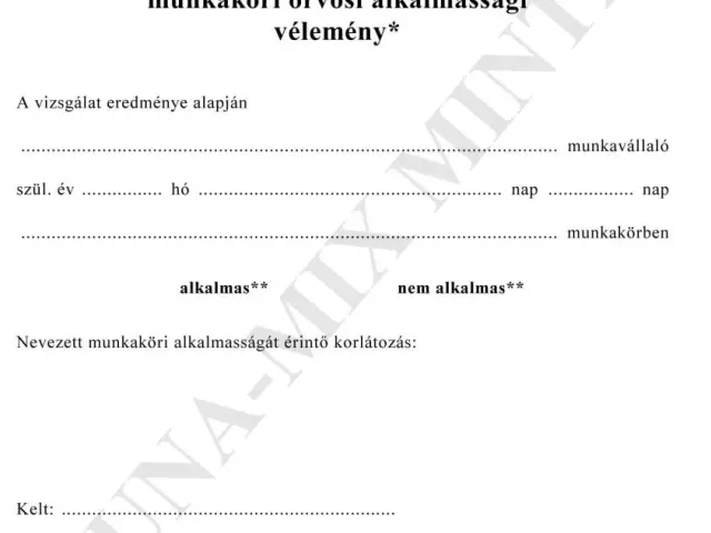 9. sz. függ. Másodfokú orvosi alkalmassági vélemény